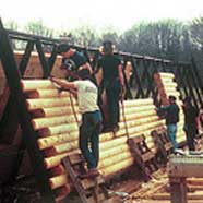 Wall being pre-assembled at factory.
