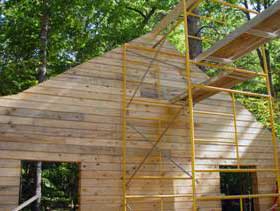 End wall with log gables.